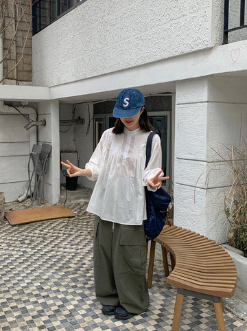 Aika Punching Pintuck Blouse